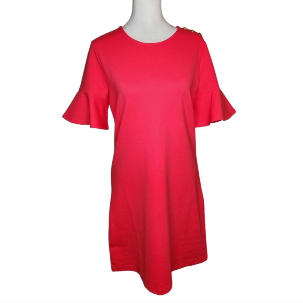 NEW Draper James Bell Sleeve Shift Dress Ponte in Lipstick Size XS